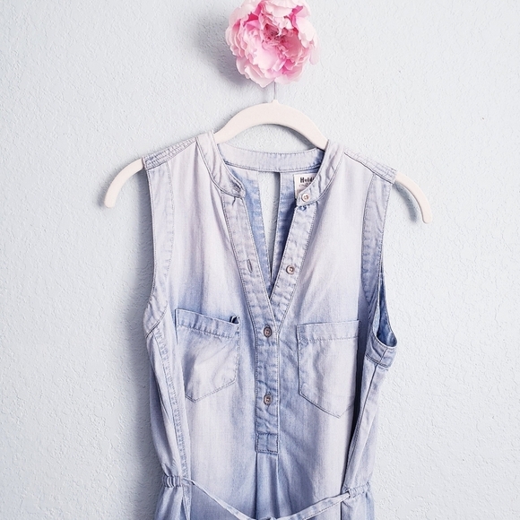 Anthropologie Holding Horses Chambray Denim Sleeveless Dress - Picture 4 of 9